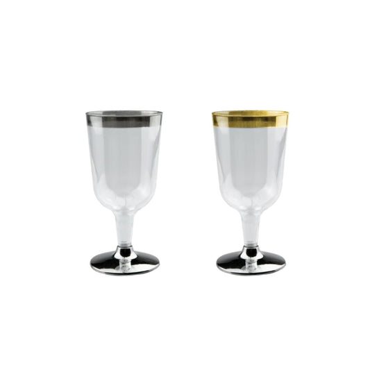 Wine Glasses (Silver/Gold Rim) - 6PK