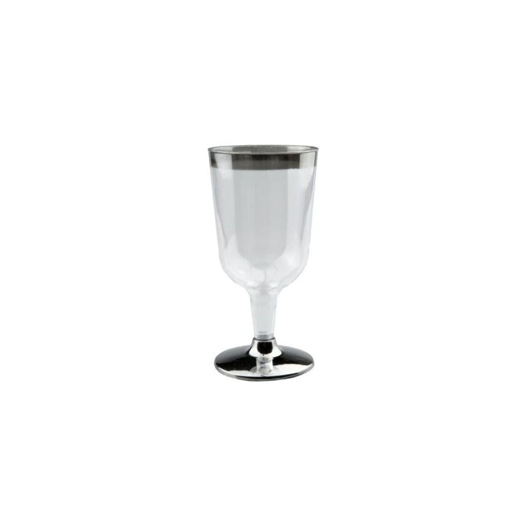 Wine Glasses (Silver/Gold Rim) - 6PK